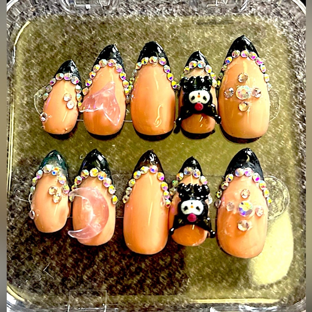 Handmade Kuromi Press On Nails 10pcs Size S - Picture 1 of 5